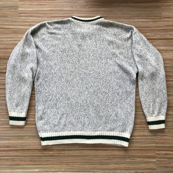 Northern Elements Grey Heather & Green Wool Blend Pullover Sweater XXL Vtg Cabin - Picture 4 of 7